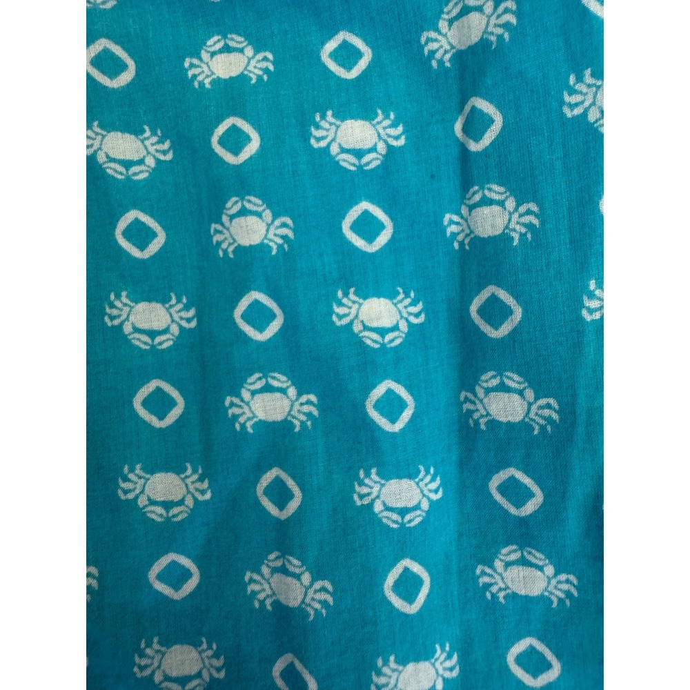Crown & Ivy Womens XL Blue Crab Print Crochet Trim Peasant Blouse Coastal Boho - Picture 6 of 8